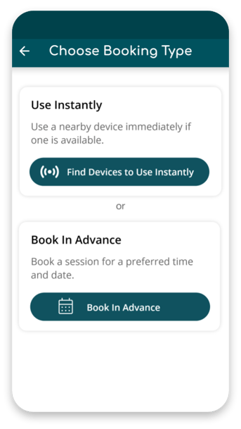 Choose booking type - Booking or Instant start
